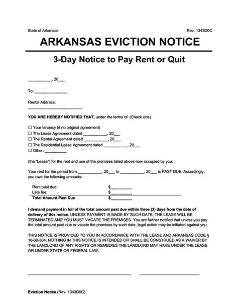 Arkansas Eviction Notice Template